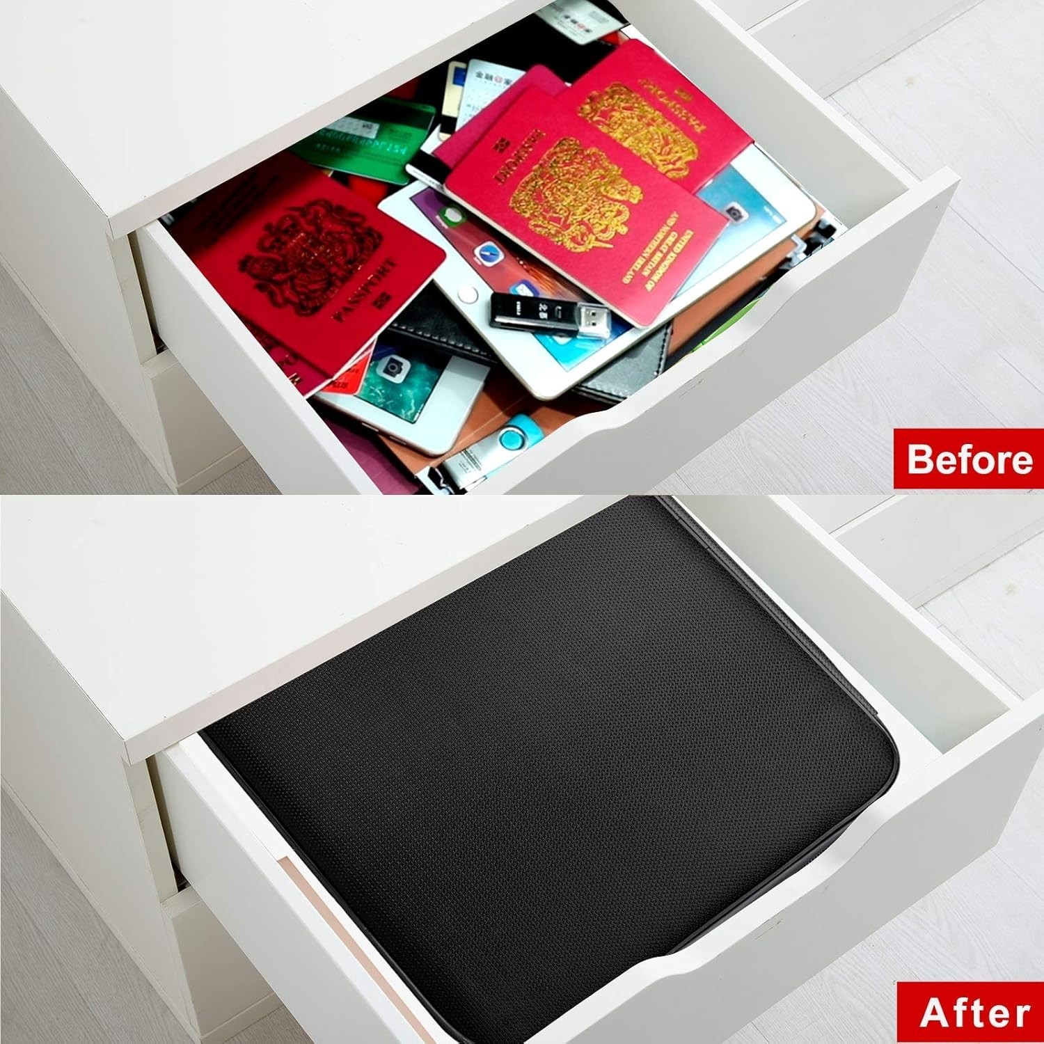 Document Bag with Lock,Fireproof 3-Layer File Storage Case with Water-Resistant