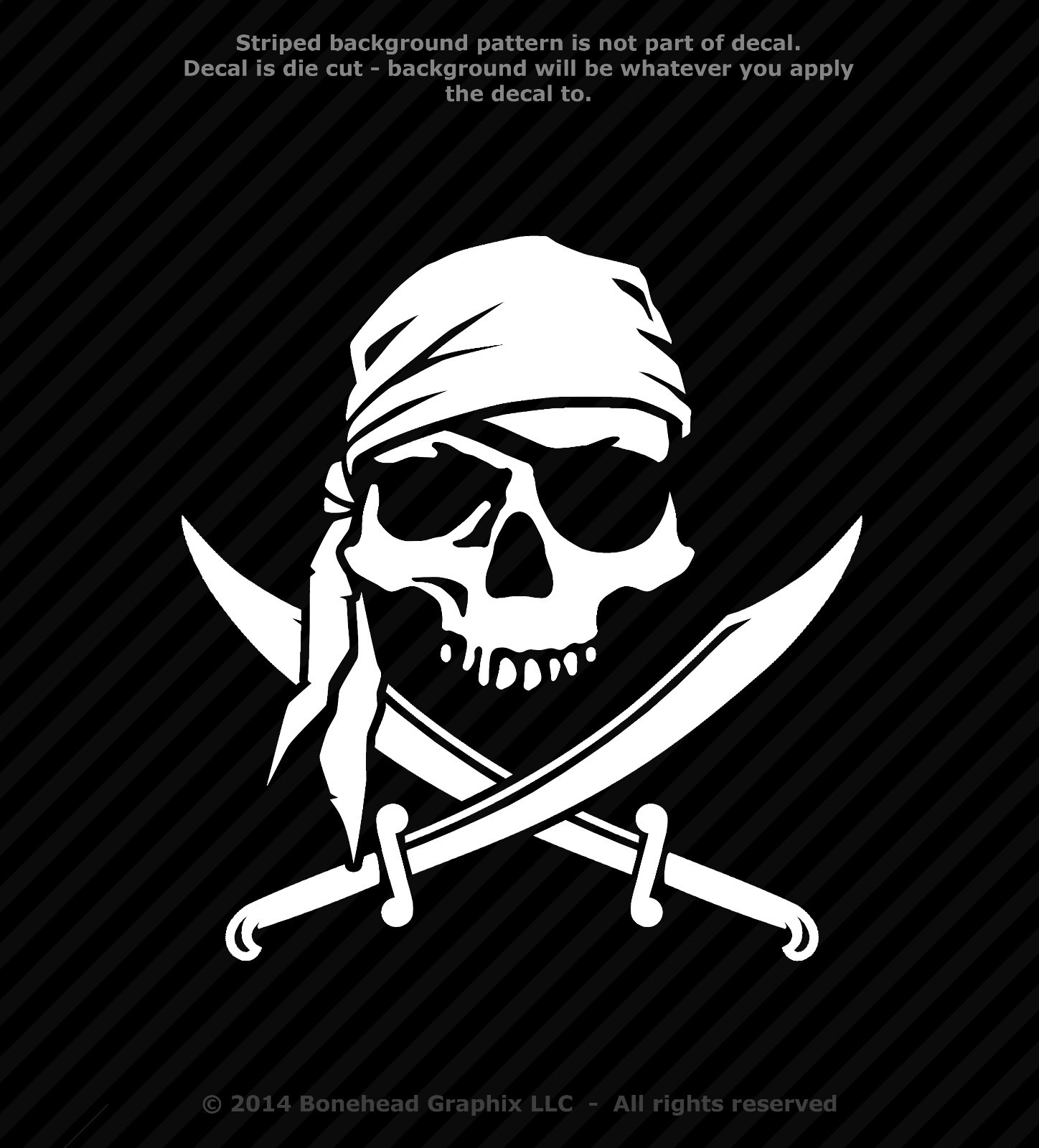 Pirate Skull & Cross Swords Jolly Roger Vinyl Decal Sticker Warning – 25 Colors