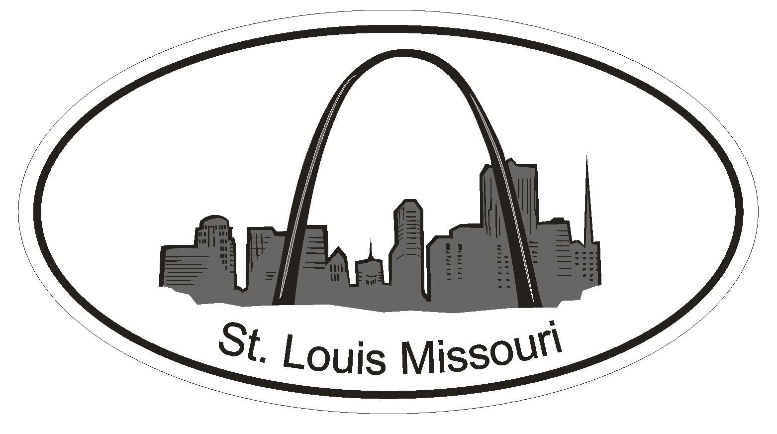 St Louis Missouri Oval Bumper Sticker or Helmet Sticker D1171 Gateway Arch