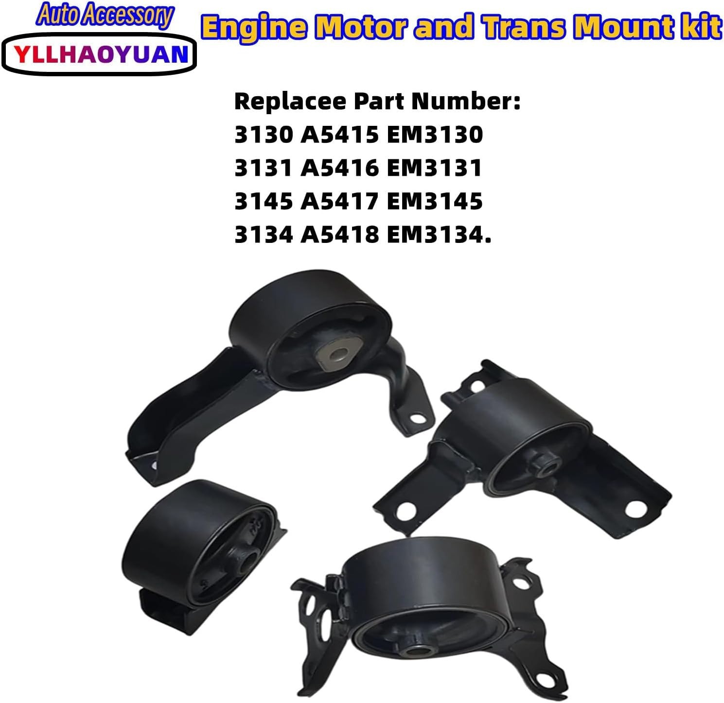 Engine Mount Set of 4 Compatible with 2007-2017 Compass & Patriot 2.0L 2.4L – Re
