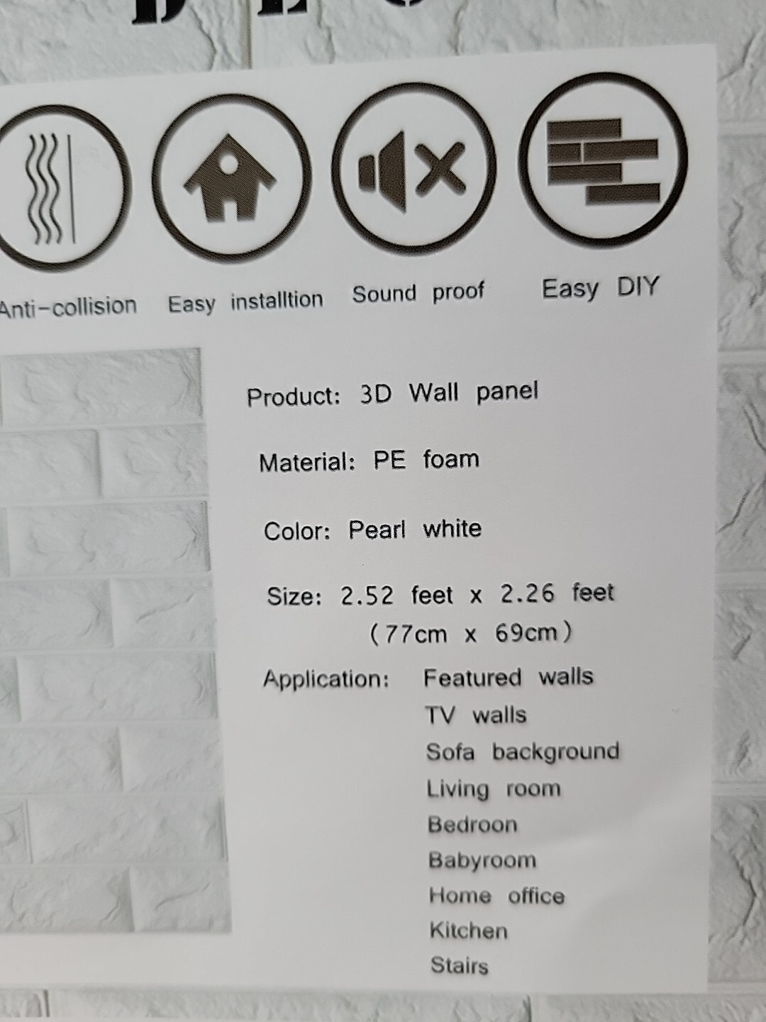 Art Wall Decor 10 pc 3d Wall Panels Foam Brick Self-adhesive 2. 52×2.26 Ft