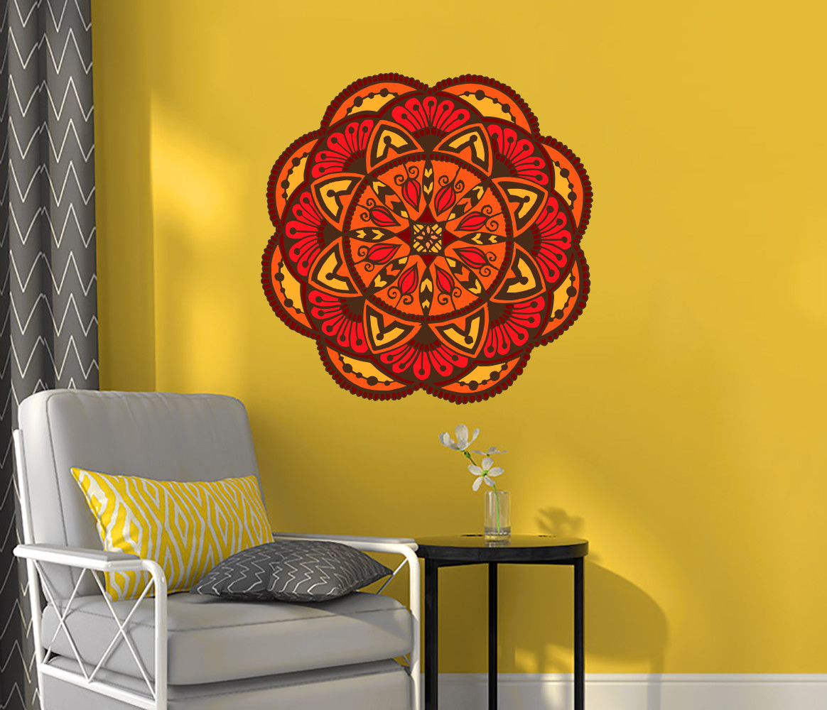 Mandala Wall Decal Bohemian Art Full Color Murals Yoga Vinyl Stickers Decor EN22