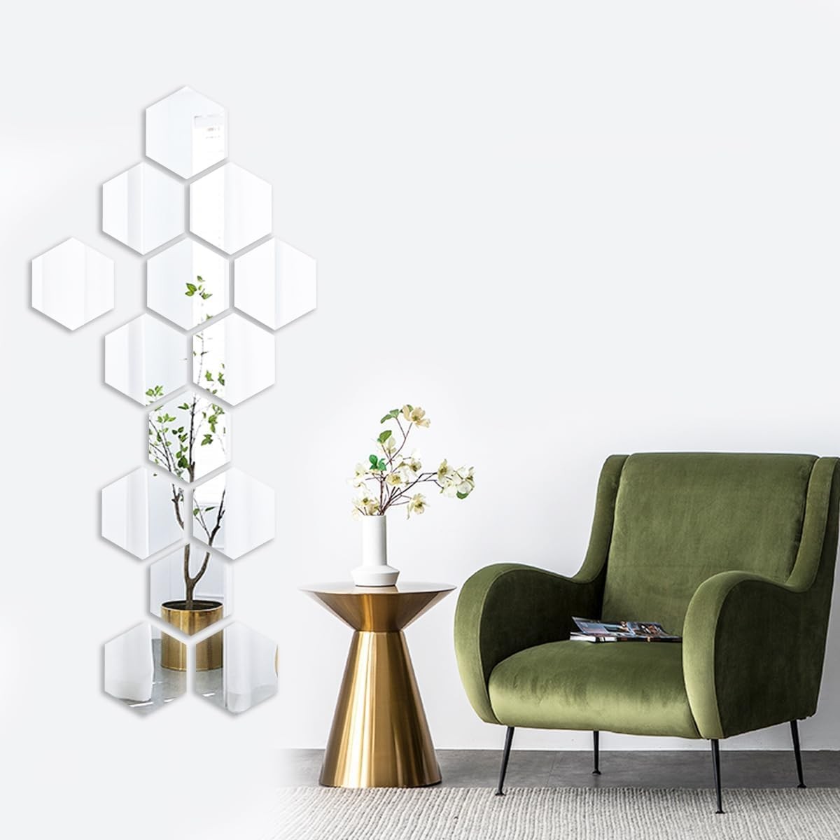 Mirror Wall Stickers – 12PCS Hexagon Art DIY Decorative Acrylic Plastic Tiles…