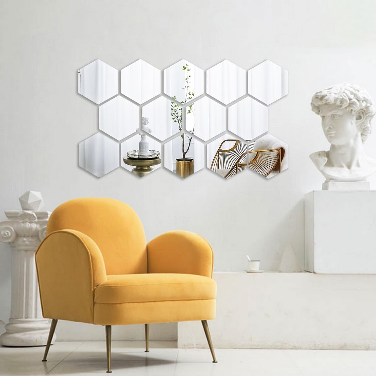Mirror Wall Stickers – 12PCS Hexagon Art DIY Decorative Acrylic Plastic Tiles…