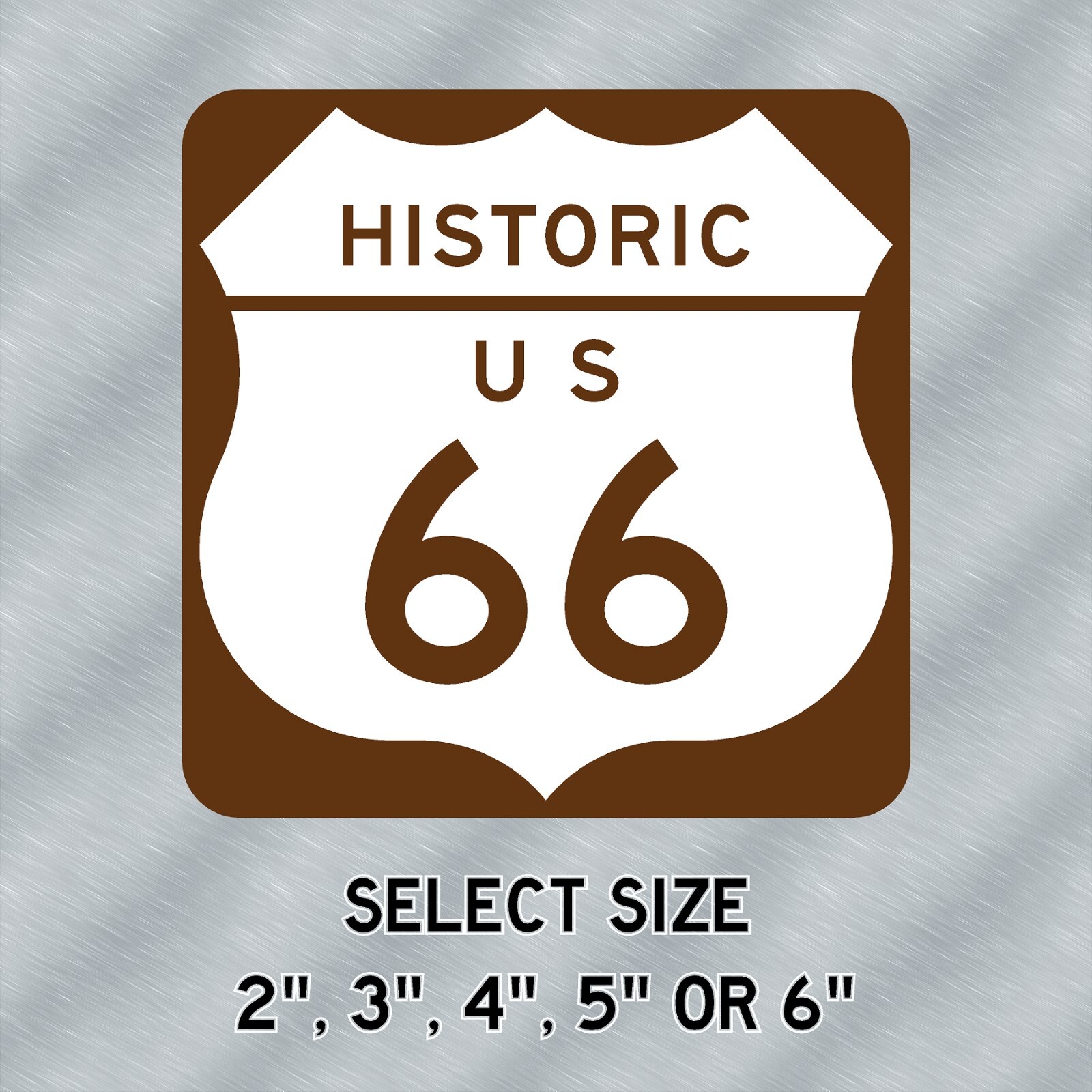 Historic US Route 66 Decal High Quality Choose from 2″, 3″, 4″, 5″ or 6″ Sizes