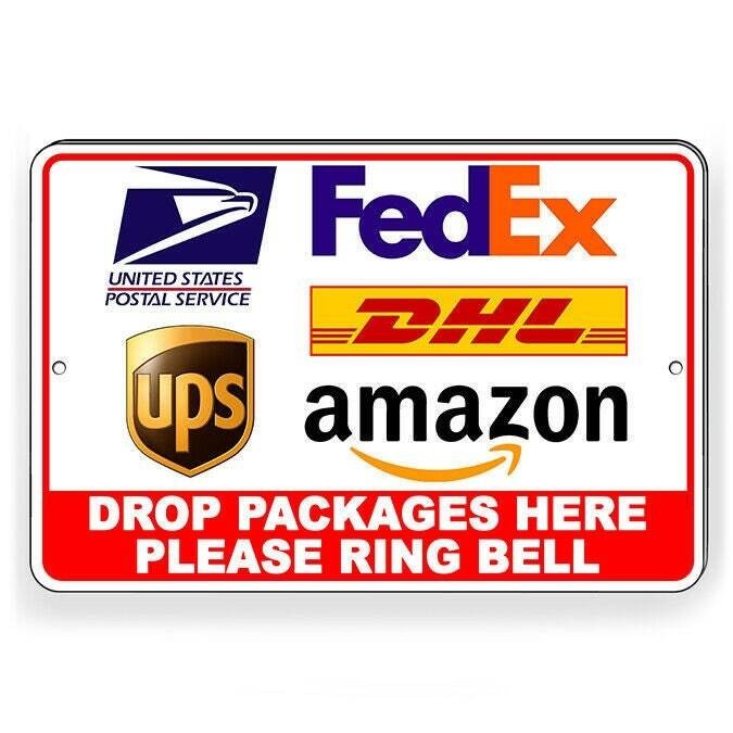 Deliveries Drop Packages Here Please Ring Bell Sign / Decal / Usps Si265 /