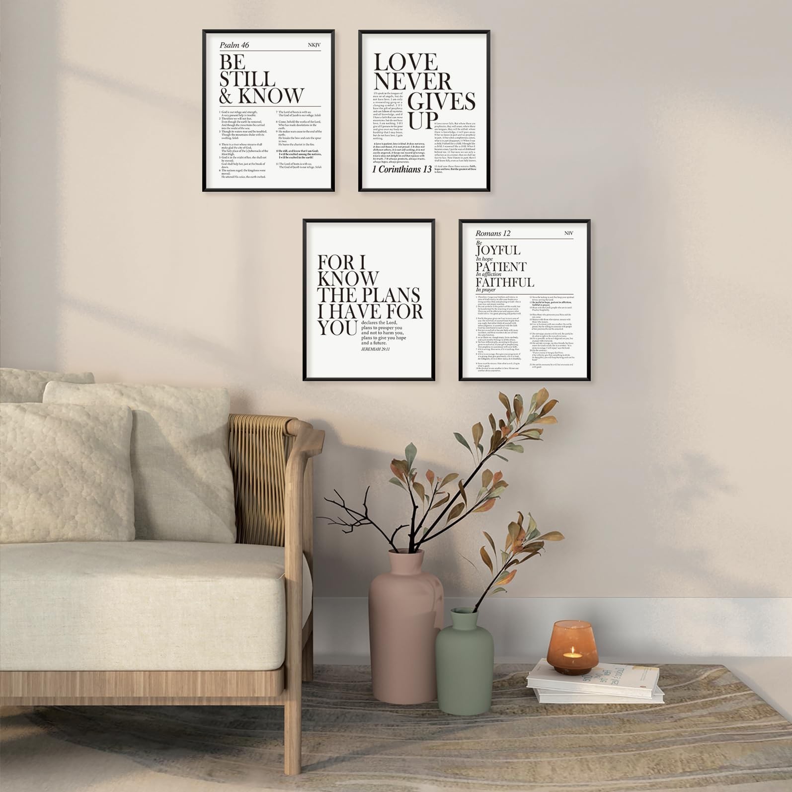 Locomiss Black and White Christian Wall Art Decor, Modern Bible Verse Prints,…