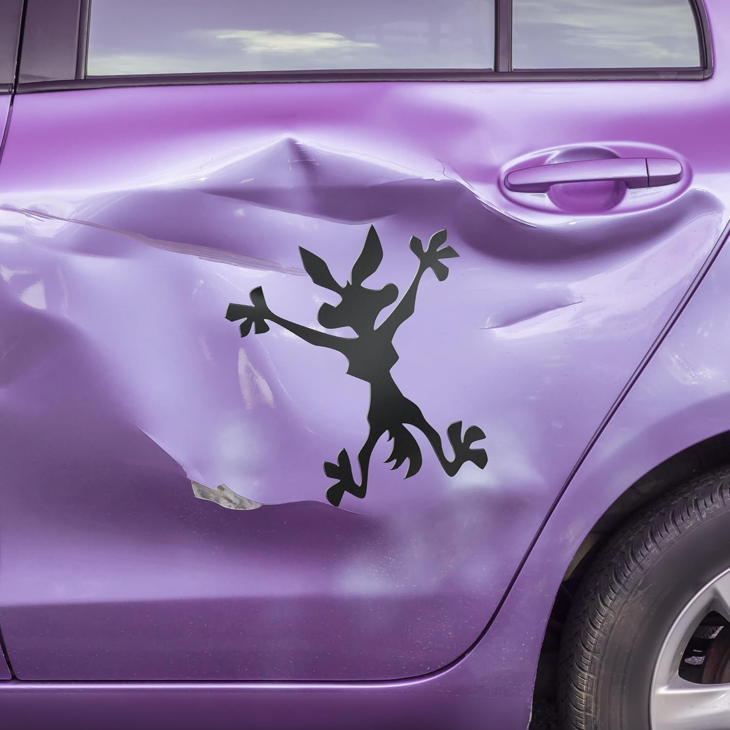 Wile E Coyote Crash Decal Sticker – Funny Vinyl Dent Cover for Cars (Various Siz