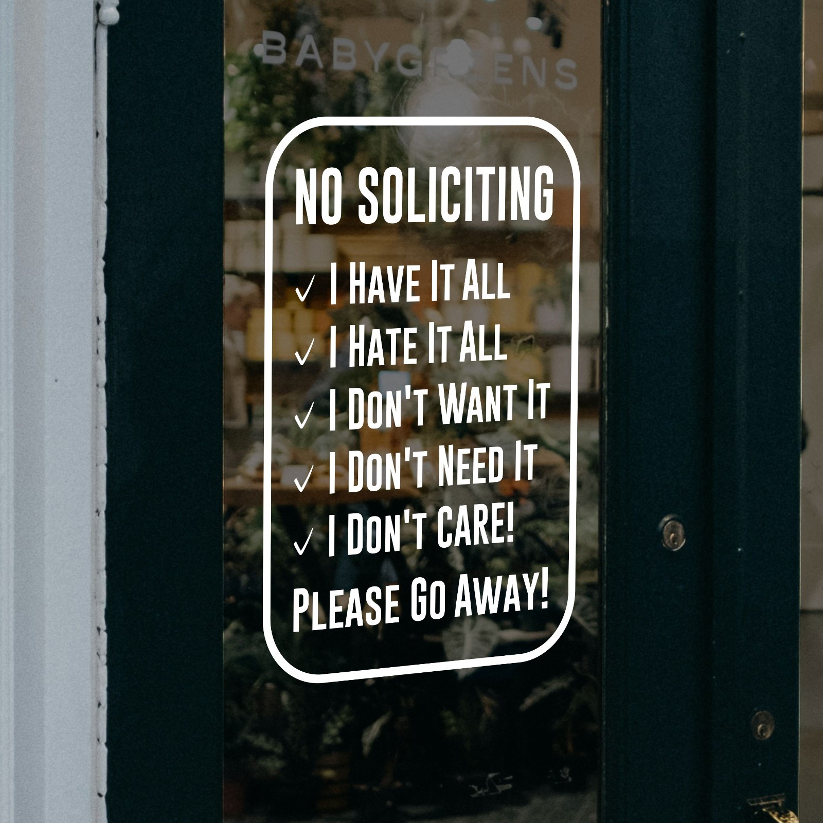 No Soliciting Decal No Solicitation Sticker Door Home Business Office Funny Sign