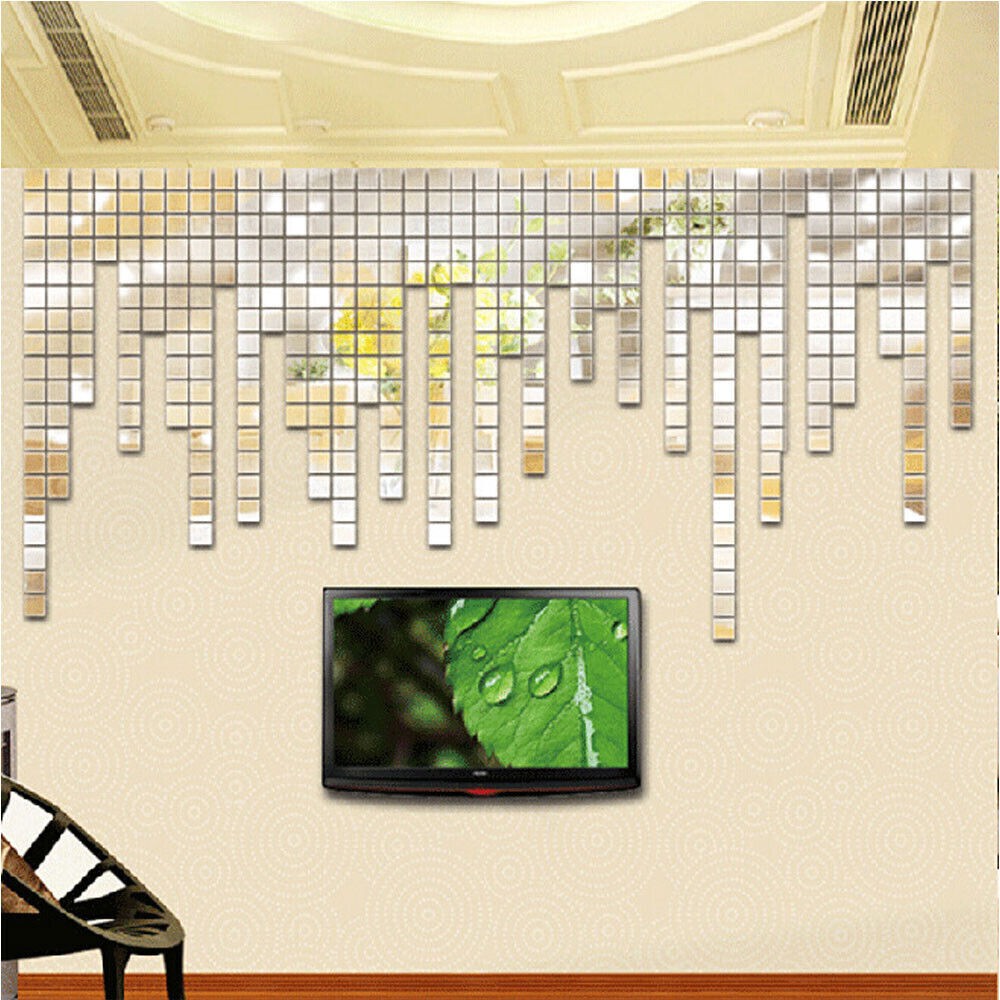 200pcs 0.8″ Mini Square Acrylic Mirror Stickers Wall Tiles Decals DIY Home Decor