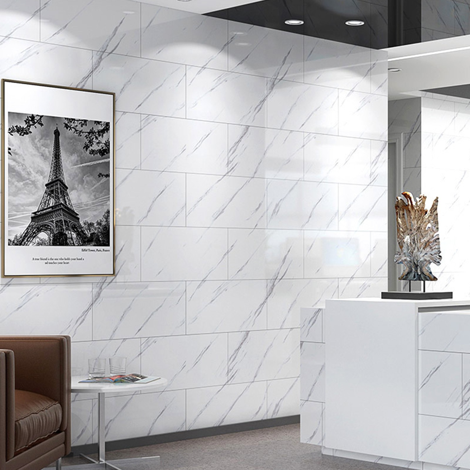 Marble Effect Wall Tile Sticker Self Adhesive Wallpaper Panel Kitchen Bathroom