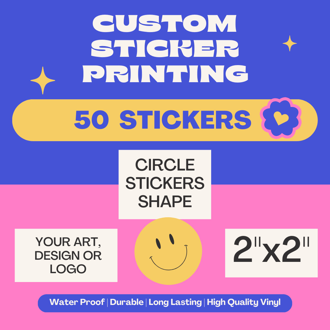 50 2×2 Custom Printed Full Color Outdoor Vinyl Car Bumper Sticker Decal Die Cut