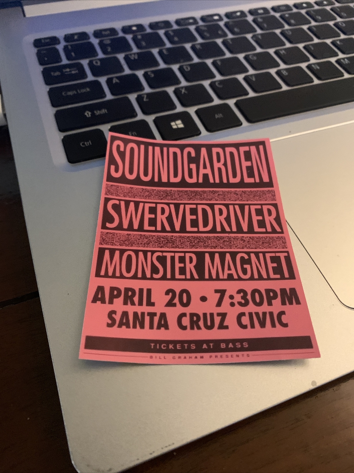Vintage Concert Poster Sticker. Soundgarden Santa Cruz