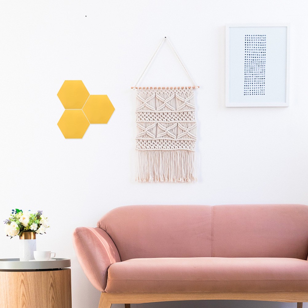 12 Pcs Self Adhesive Hexagon Mirror Tiles Acrylic Wall Decals