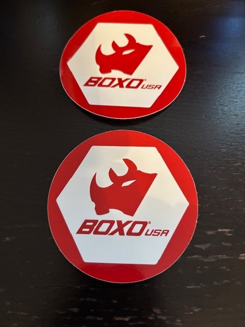 BOXO USA QUALITY TOOLS 2PC LOGO 3″ RED WHITE STICKER SET