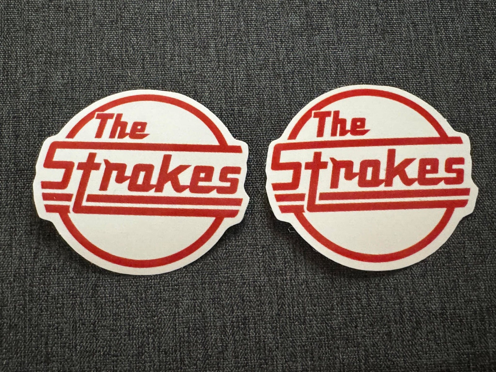Lot (2) THE STROKES 2 3/4″ x 3″ Band Logo STICKERS Red Fast! FREE SHIP!
