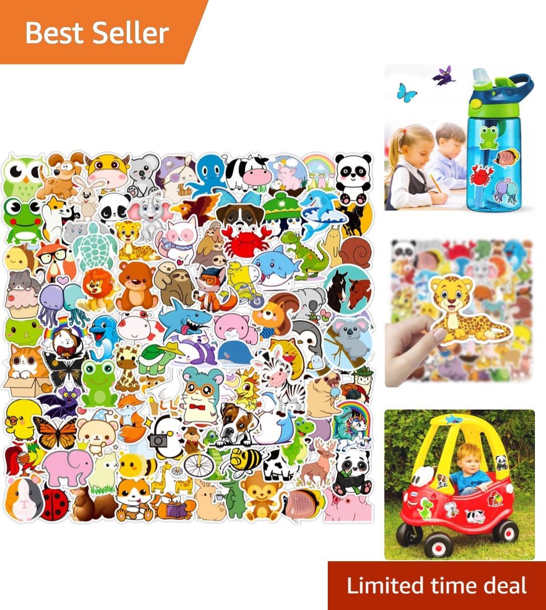 Cute Animal Stickers for Kids, 100 Pcs Zoo Animal Stickers for Water Bottle, …