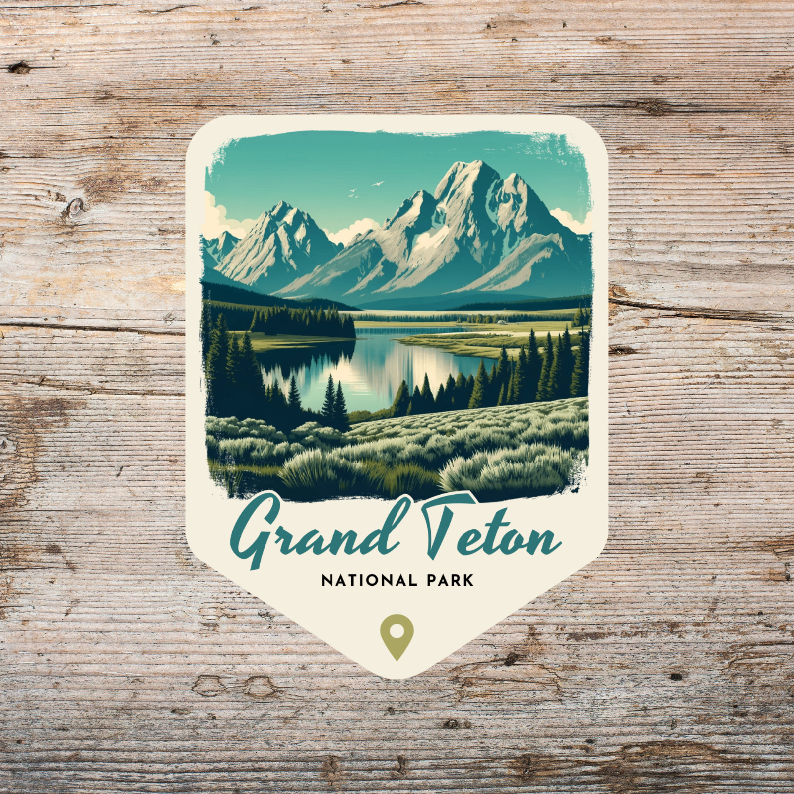 Grand Teton National Park Wyoming Sticker Retro Style Waterproof Vinyl Decal