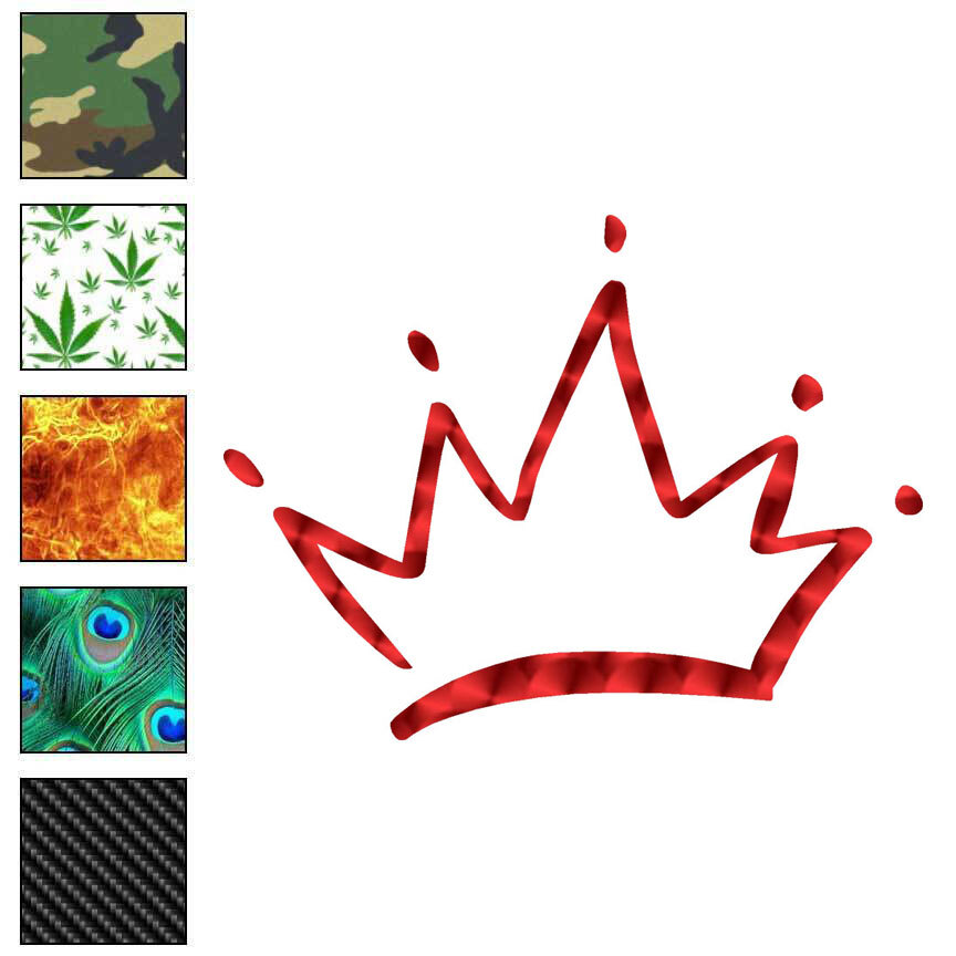 Crown Line Drawing, Vinyl Decal Sticker, 40 Patterns & 3 Sizes, #6386