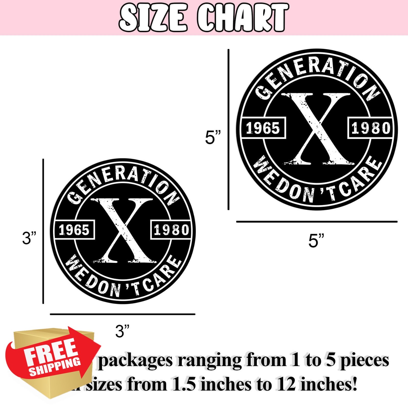 PKAOLER Gen X 2 Inch Sticker Funny Quote