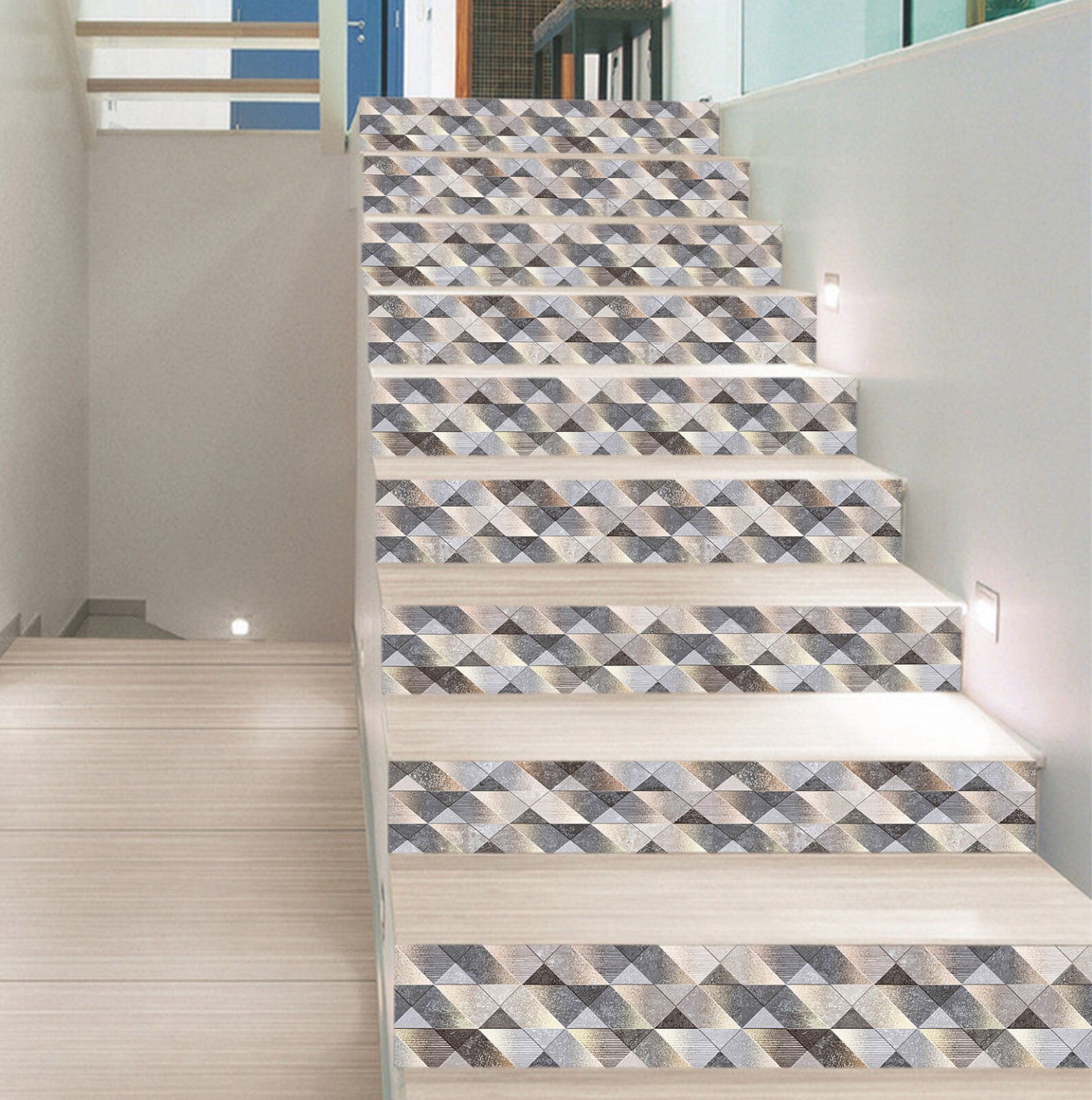 3D Grey Graphics ZHU358 Stairs Risers Decoration Photo Mural Vinyl Wallpaper Amy
