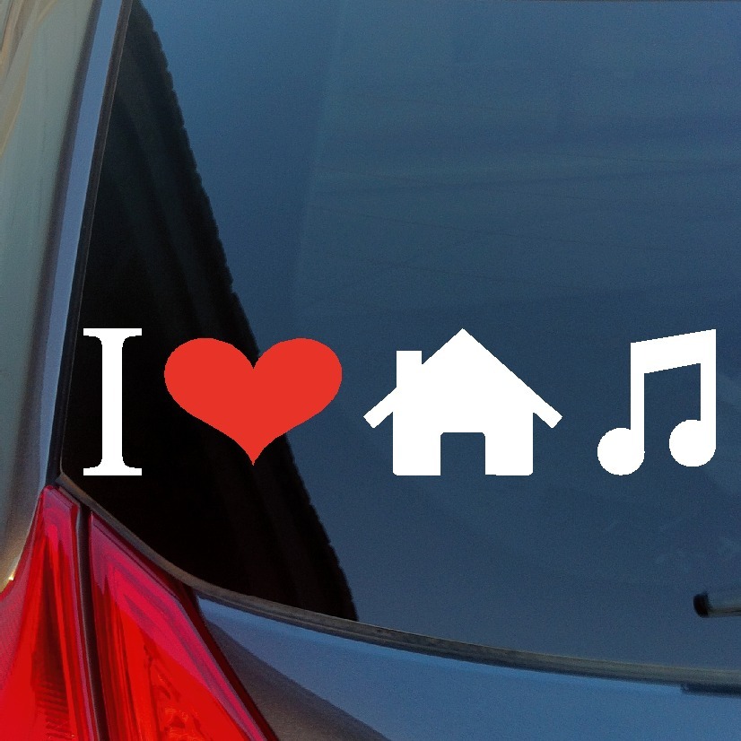 I Love House Music vinyl sticker decal heart DJ edm edc trance dubstep mix club