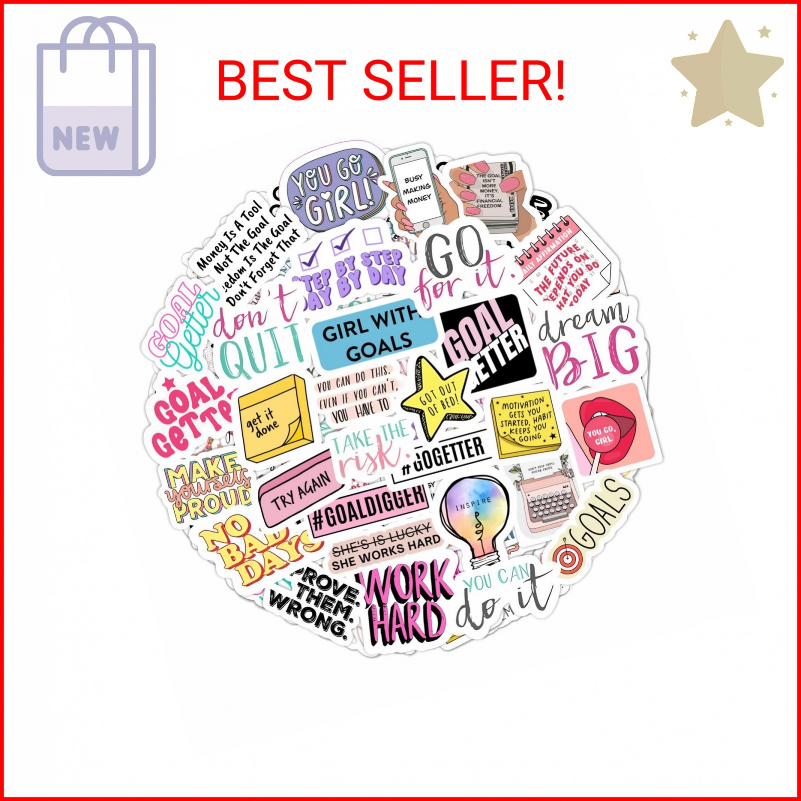 BulbaCraft Motivational Stickers for Adults – Goal Getter Party Favors & Decorat