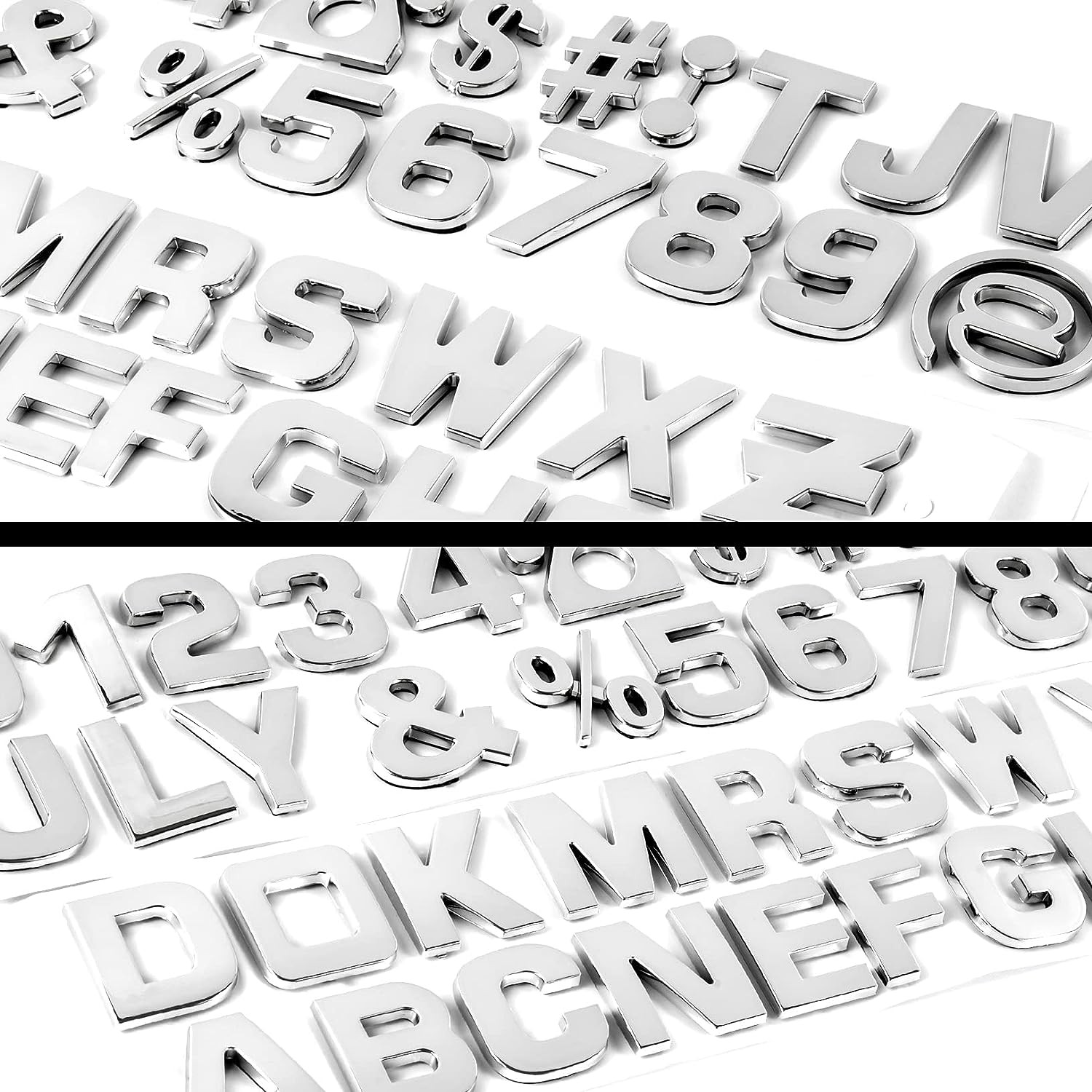 43Pcs Car Emblem Letters Sticker DIY 3D Chrome Number Symbol Badge Decal