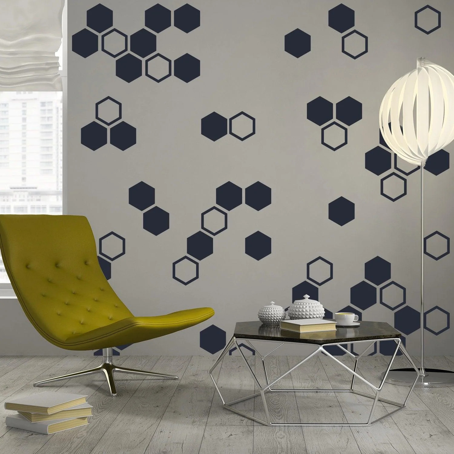 50x Honeycomb Wall Decals Decor – Geometric Hexagon Sticker For Bedroom Living