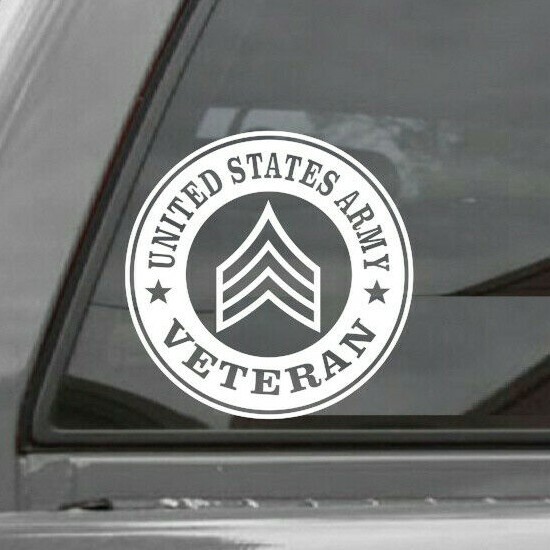 U.S. ARMY SERGEANT E-5 VETERAN ROUNDEL Vinyl Window Decal Sticker