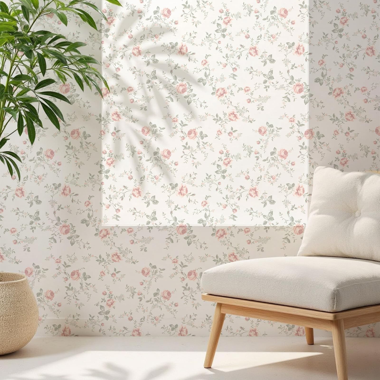 Floral Peel and Stick Wallpaper Boho Rose Flower Beige Contact Paper Removabl…