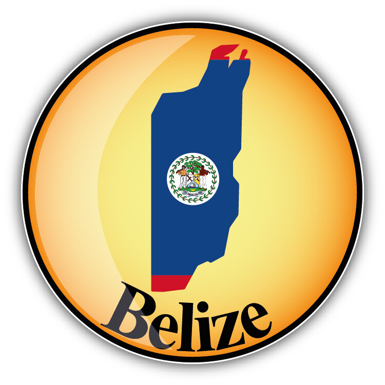 Belize Map Flag Glossy Label Car Bumper Sticker Decal