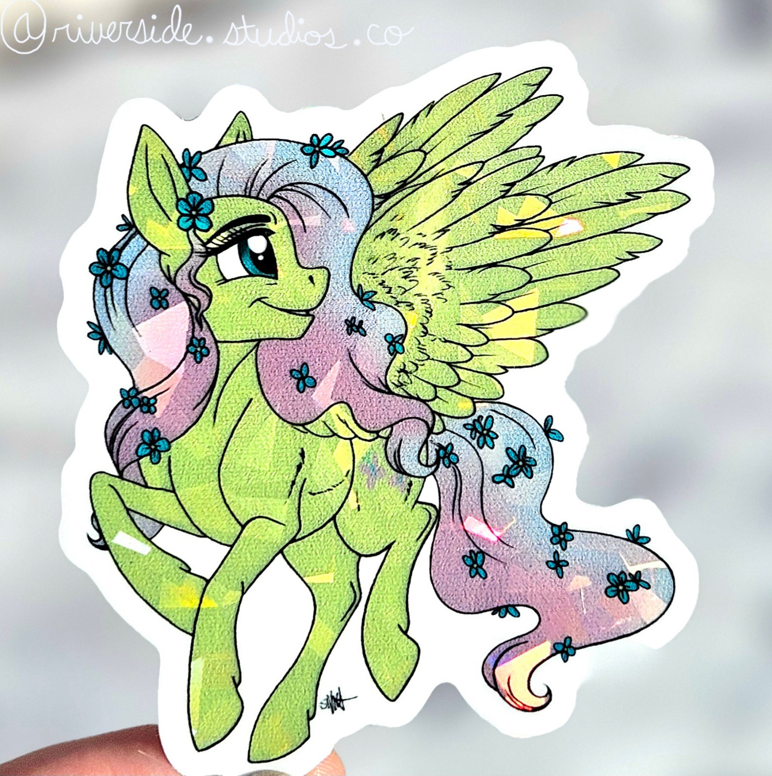 Crystal Fluttershy Vinyl Holo Sticker 3″ Original Art My Little Pony