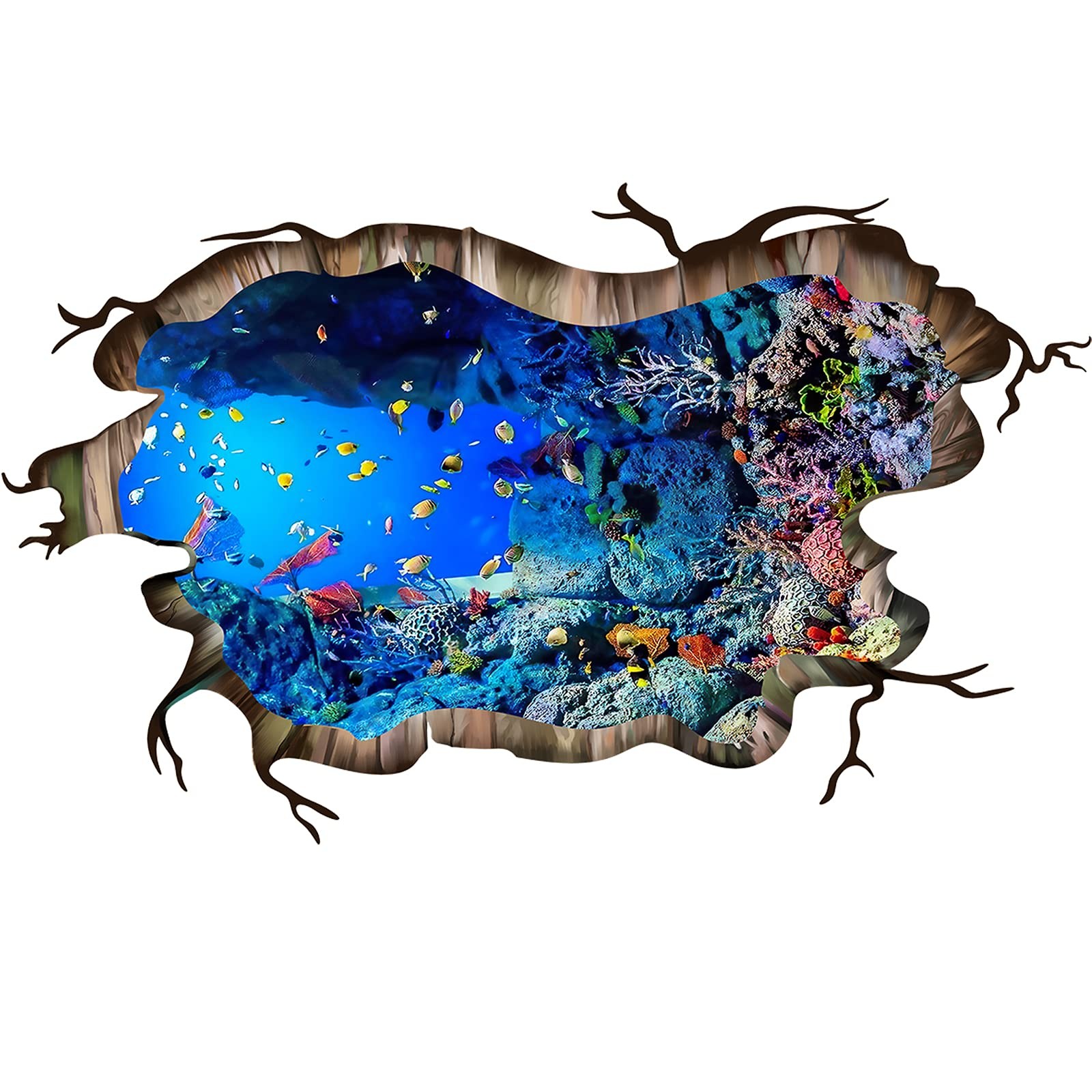 3D Under The Sea Fish Floor Wall Decals, Ocean Sea Life Wall Stickers, Remova…