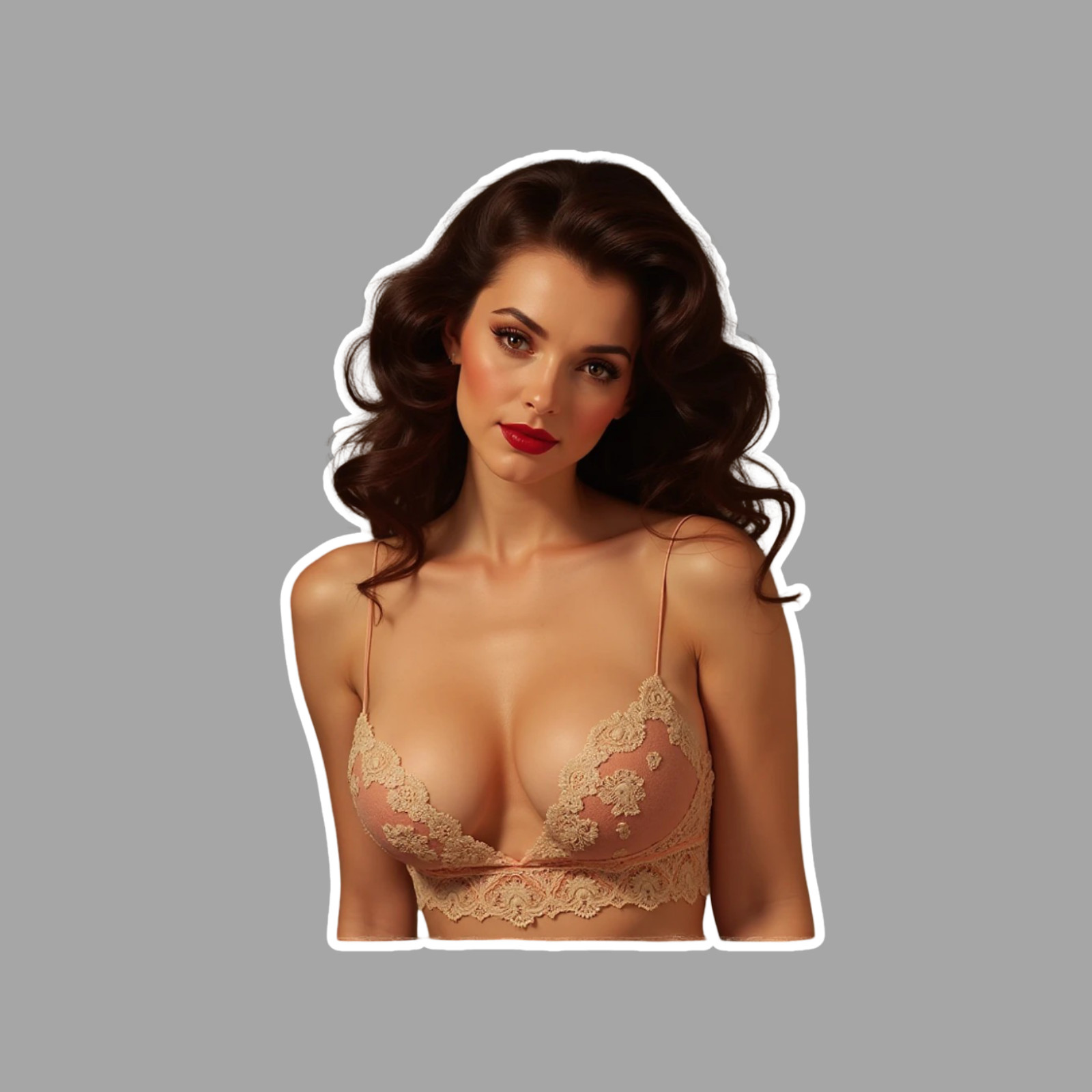 Pinup Girl Brunette Sticker Vinyl Decal Lingerie Curvy Sultry