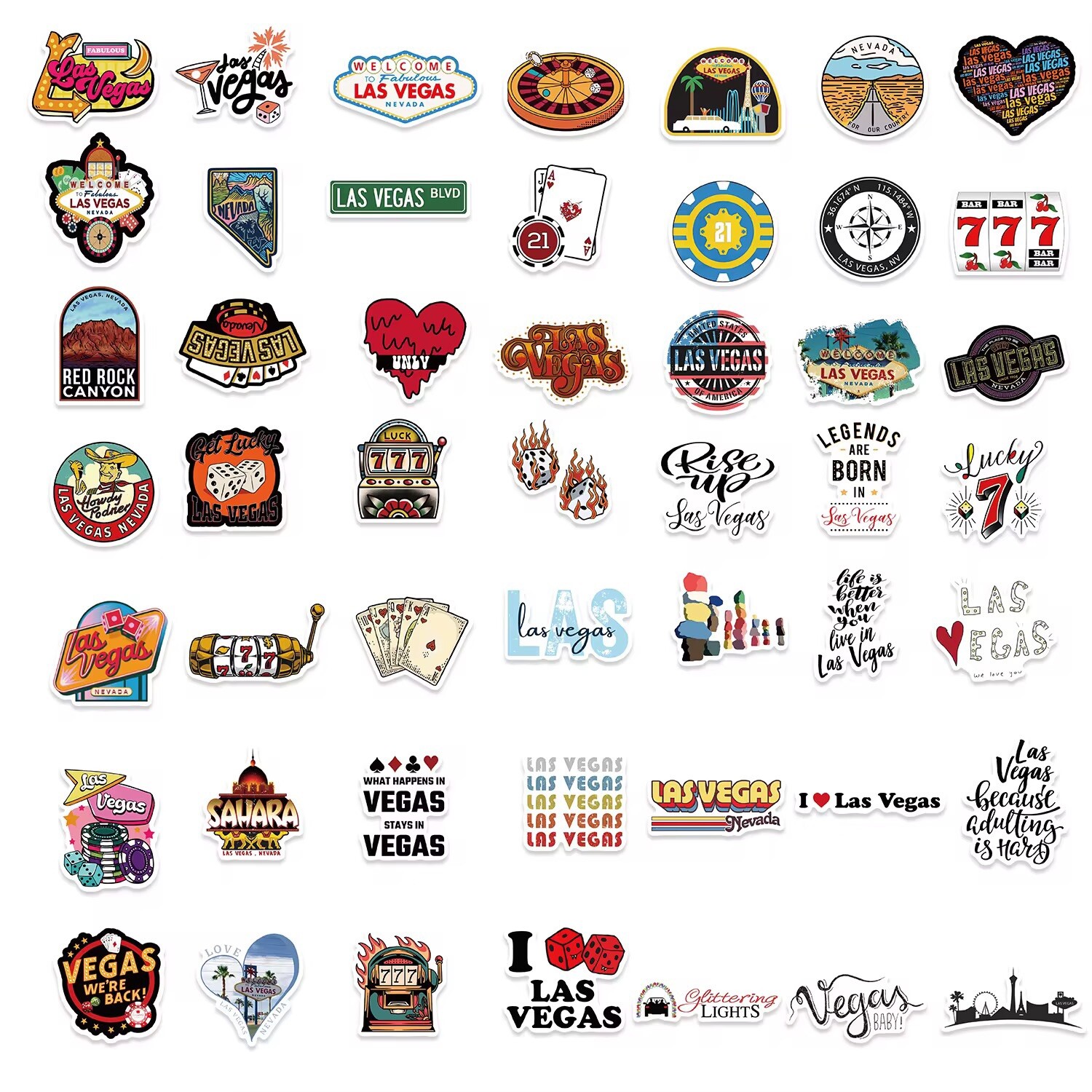 10 Random Las Vegas Stickers Nevada Decals Laptop Hydro Yeti Car Free Shipping!