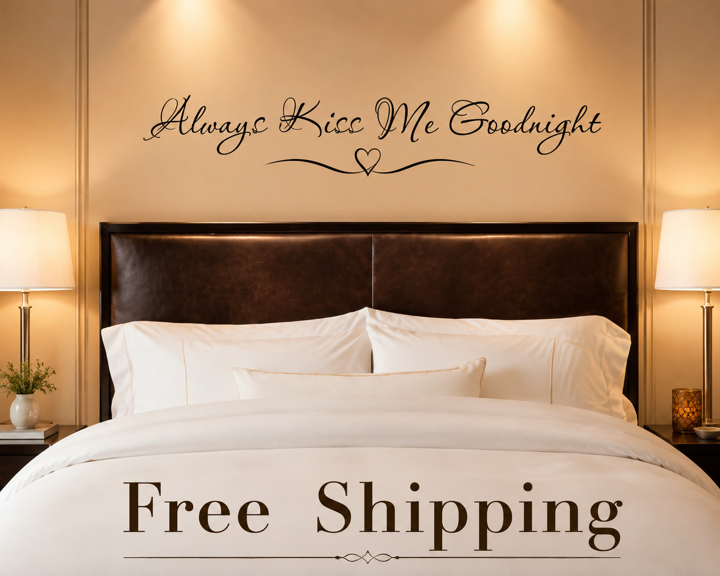 ALWAYS KISS ME GOODNIGHT vinyl wall Sticker decal romantic quote love Stickers