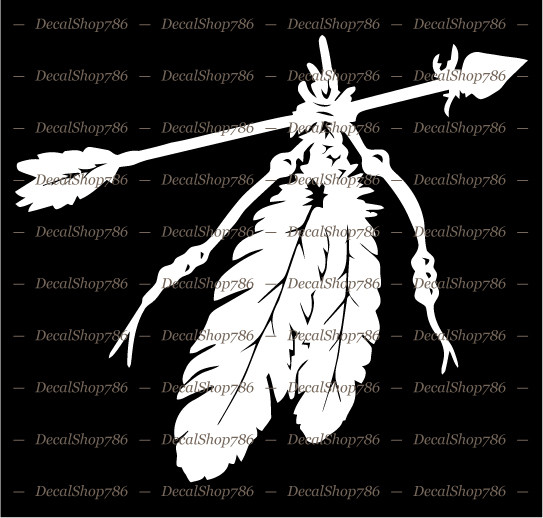 Native American Indian Arrow w/Feathers – Car Vinyl Die-Cut Peel N’ Stick Decals