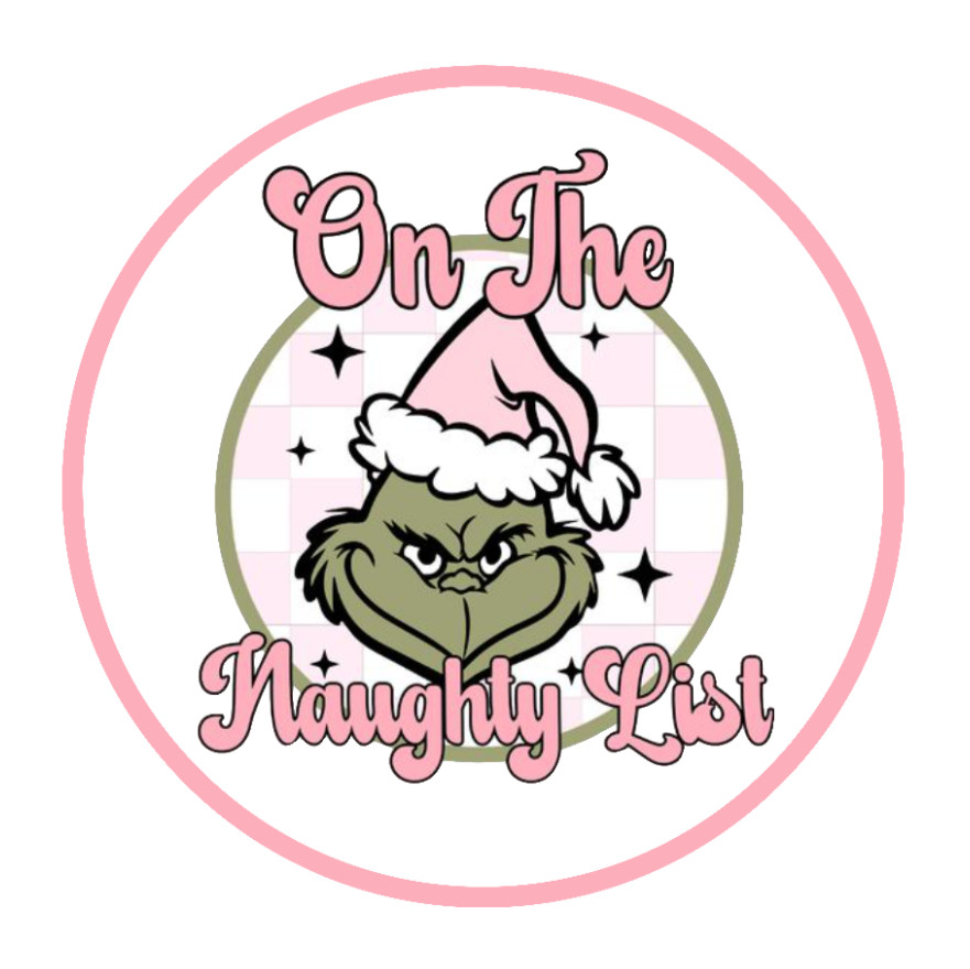 Christmas “Grinch Naughty List” – 4″ Vinyl Decal Sticker Present Decor Tumbler