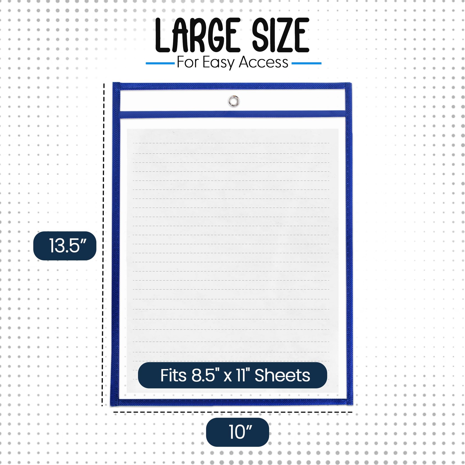 Essex Wares – 6 Pack, Blue, Dry Erase Pocket Document Protectors, 10″ Blue
