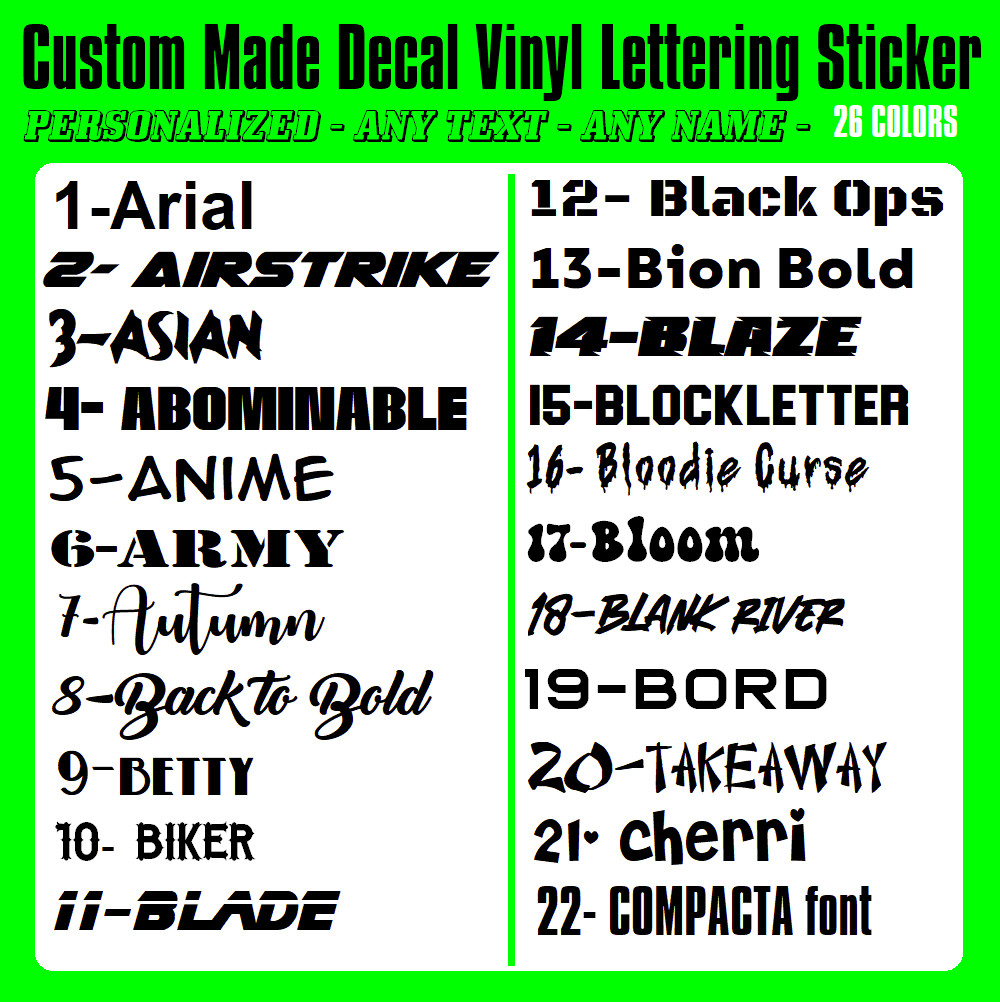 Custom Text Vinyl Lettering Sticker Decal Personalized – ANY TEXT – ANY NAME {c1
