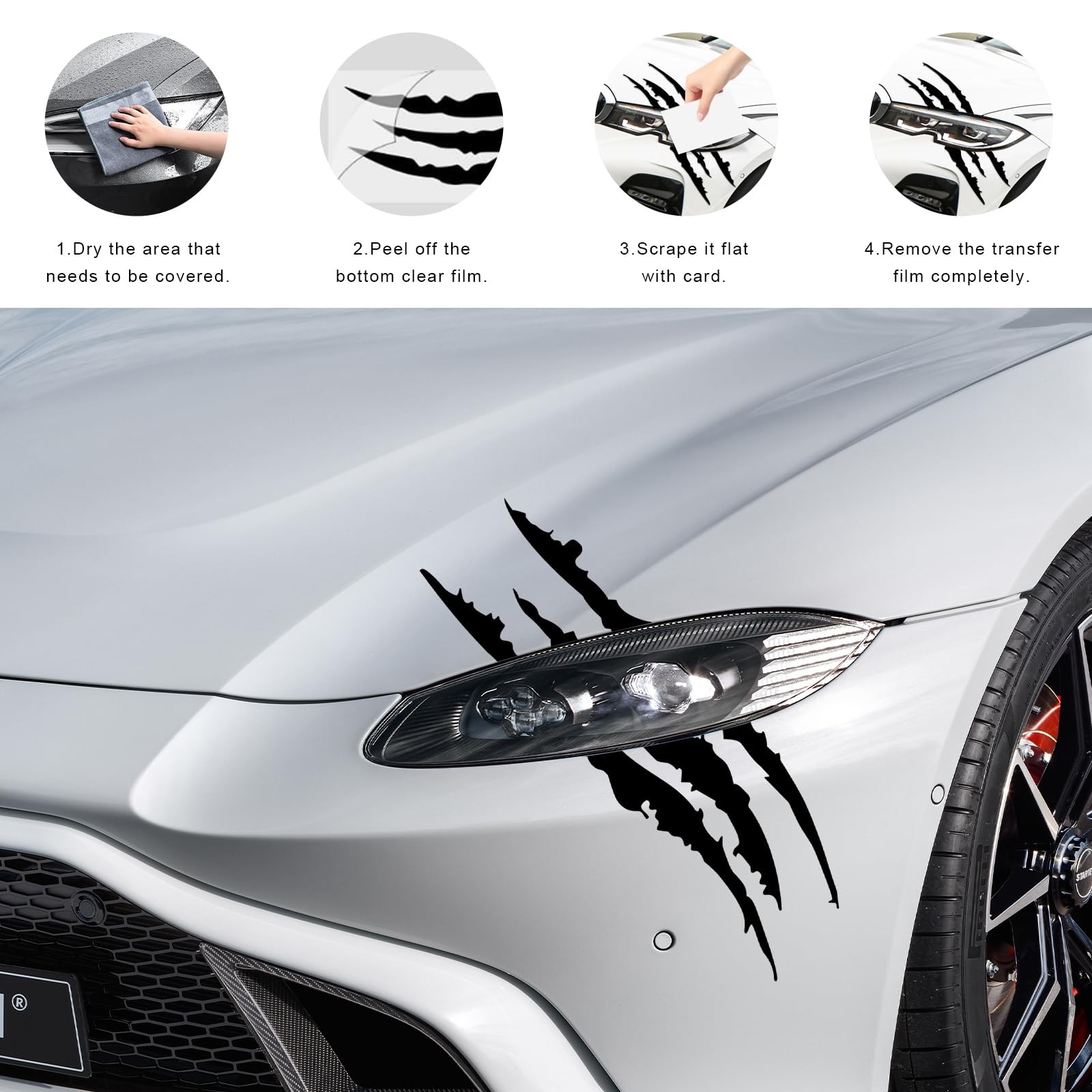 Claw Mark Decals for Car, Headlight Sticker Waterproof Vinyl Exterior Decor