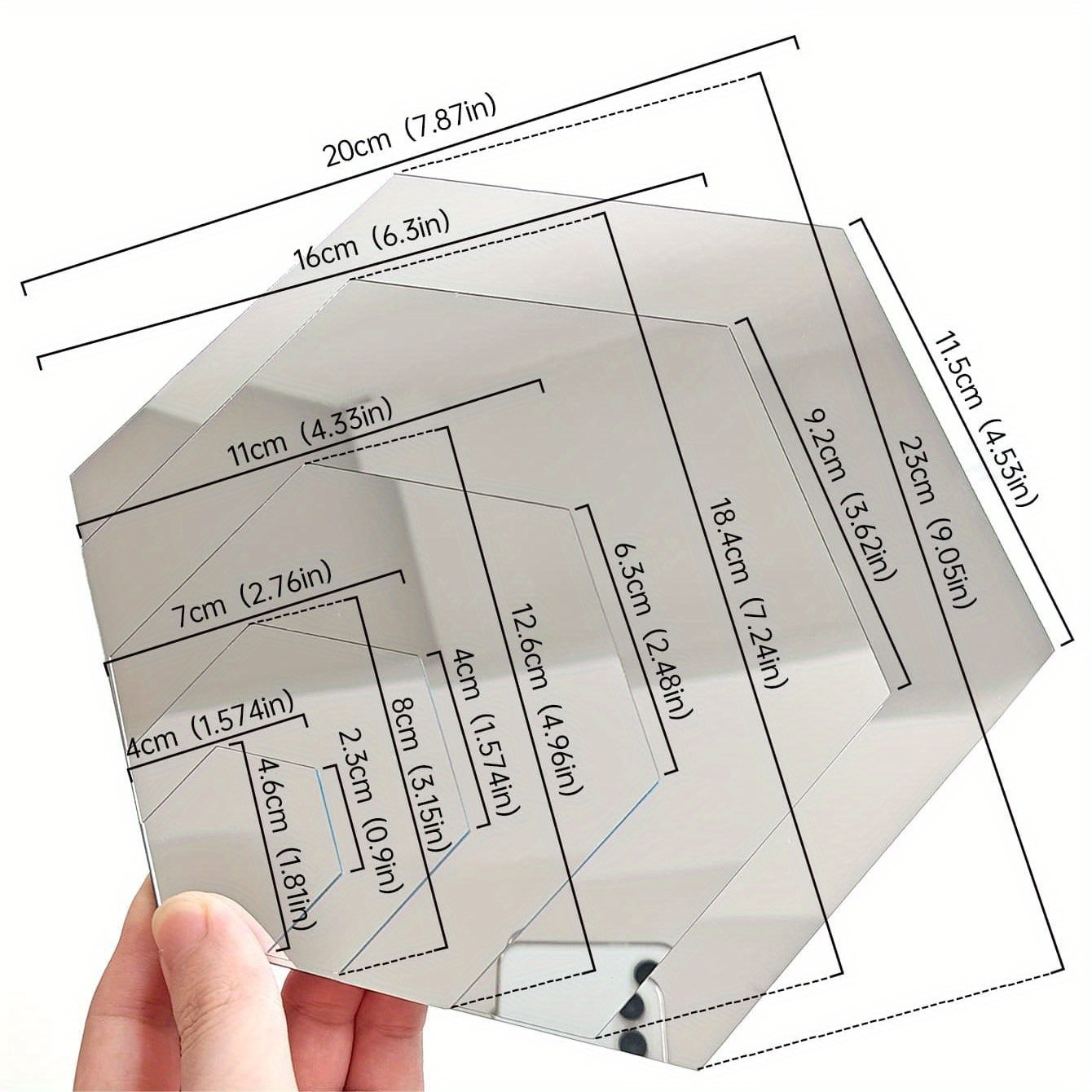 12Pcs Flexible Hexagon Mirror Stickers DIY Splicing Living Room Wall Art