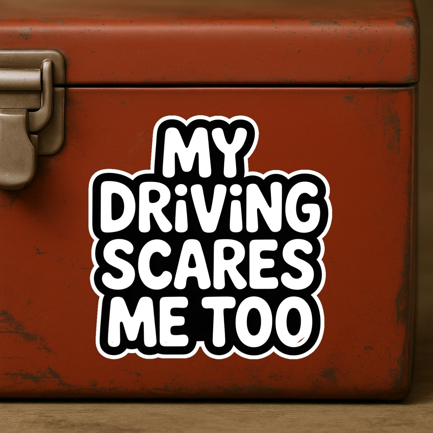 Funny “My Driving Scares Me Too” Stickers: 4-Pack Waterproof Vinyl Decals