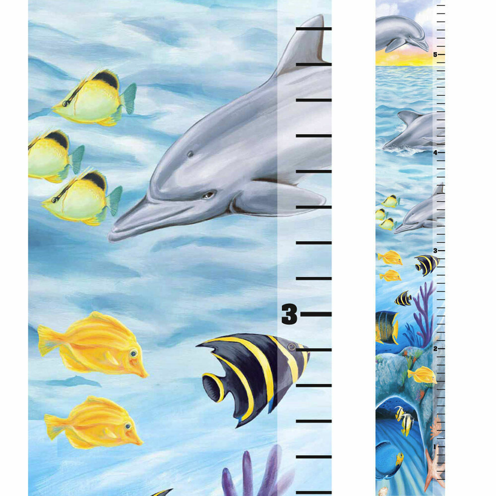 Tatouage Sea Life Growth Chart Decorative Dolphins FREE SHIPPING