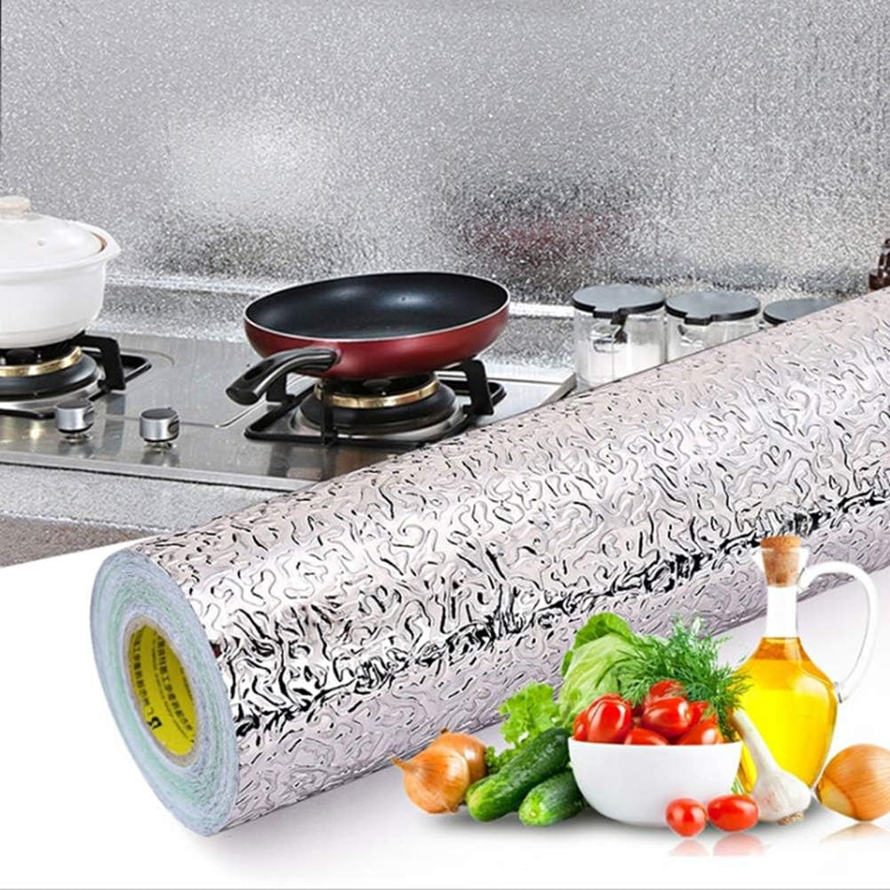 Silver Contact Paper Waterproof Oilproof Peel and Stick 15.8×78.8 Inch Roll