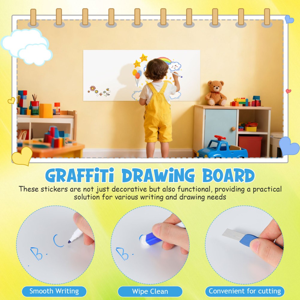 White Board Stick on Wall Large Dry Erase Whiteboard Paper Stickers