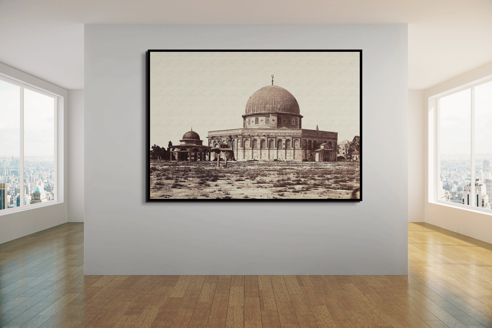 Large Floating framed canvas Jerusalem photo, Dome of the Rock Al-Aqsa Mosque