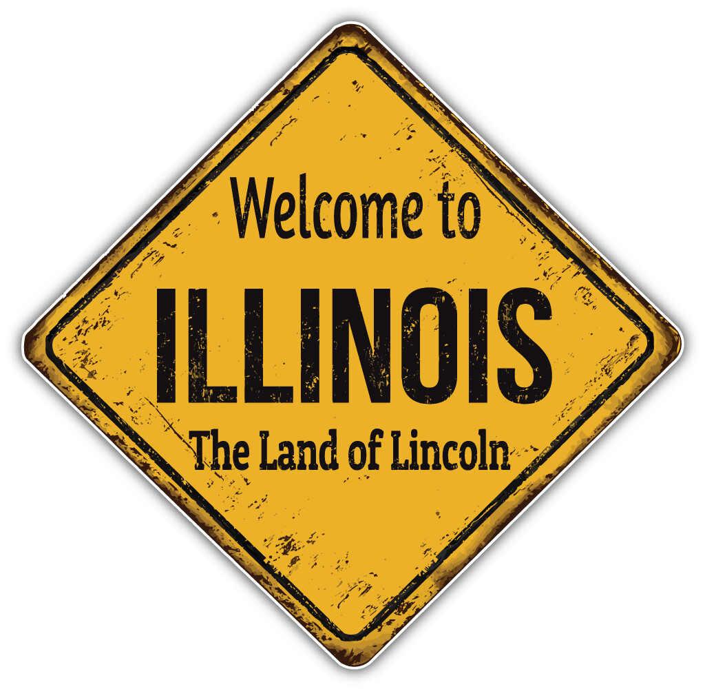Illinois USA State Grunge Retro Emblem Car Bumper Sticker Decal “SIZES”