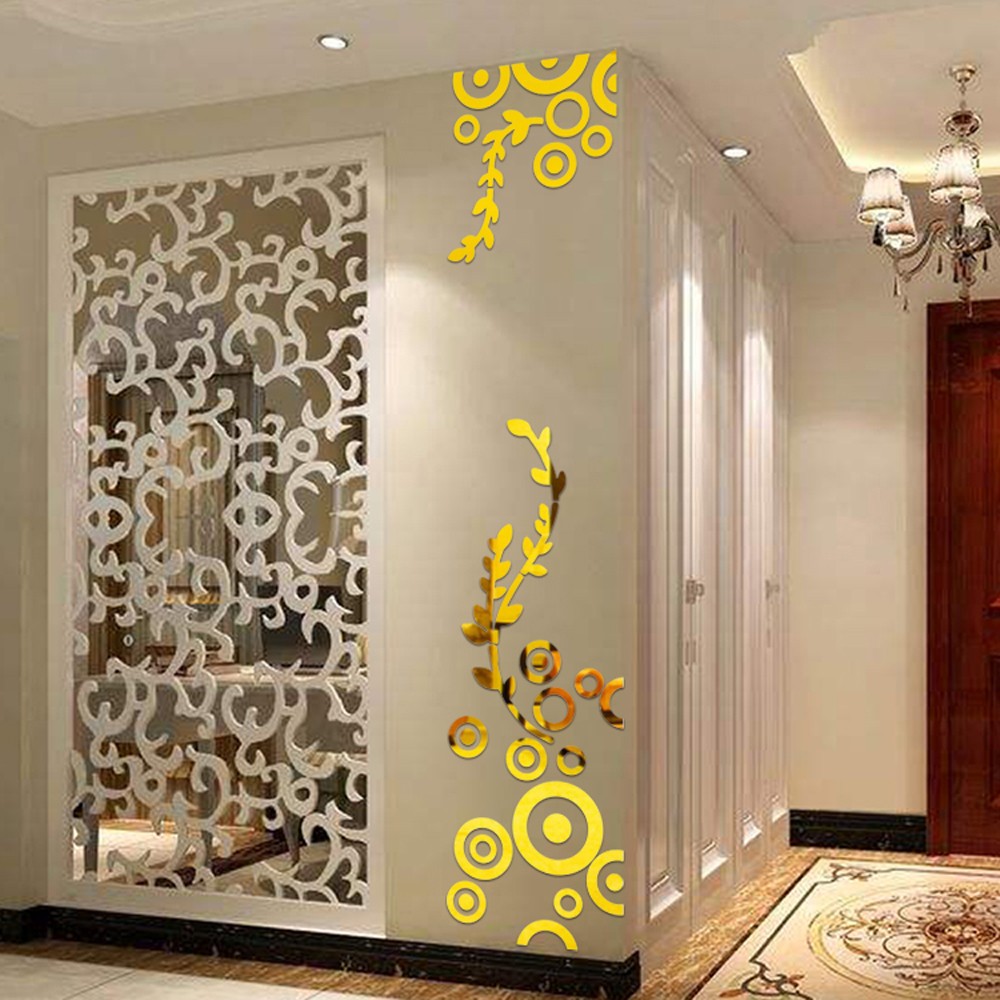 1/2 Sets Tree Branch Mirror Wall Stickers Acrylic Bedroom Background Ornament